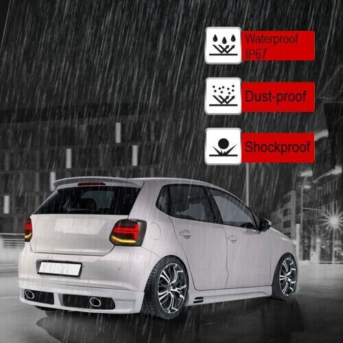 FULL SMOKED LED REAR TAIL LIGHTS BRAKE LAMP W/SEQUENTIAL FOR VW POLO 2011-2017
