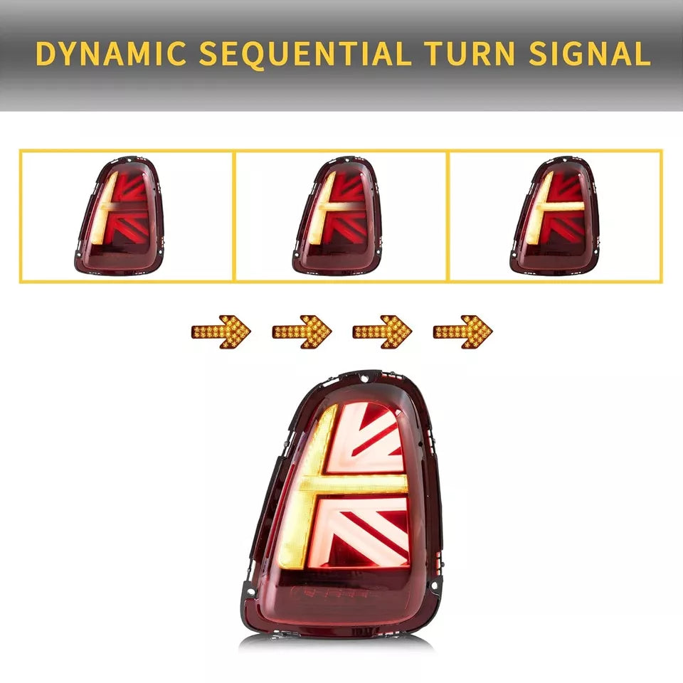 Pair LED Rear Lights For Mini R56 R57 R58 R59 Cooper S Tail Brake Lamp 2007–2013