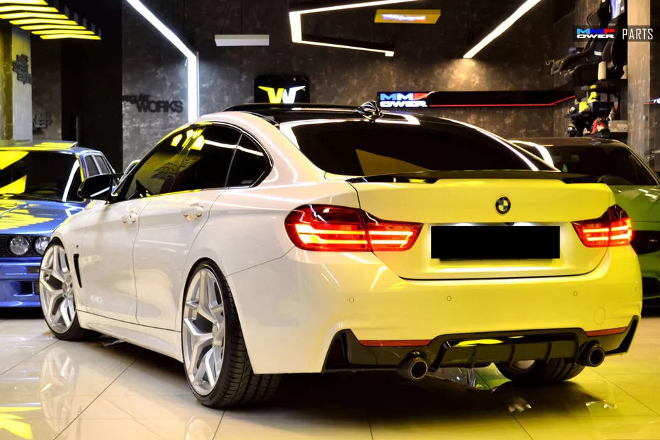 FOR BMW 4 SERIES F36 4D GRAN COUPE REAR TRUNK BOOT SPOILER LIP GLOSS BLACK FIT