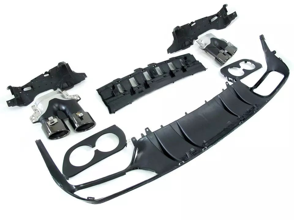 REAR DIFFUSER & TAILPIPES FOR MERCEDES C CLASS A205 C205 COUPE AMG C43 S STYLE