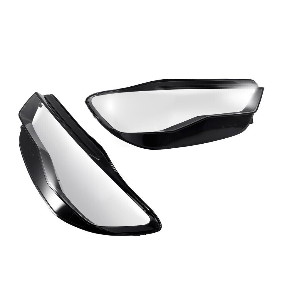 PAIR L+R HEADLIGHT LENS COVER LAMP SHADE REPLACEMENT FOR AUDI A6 C7 2015-2018