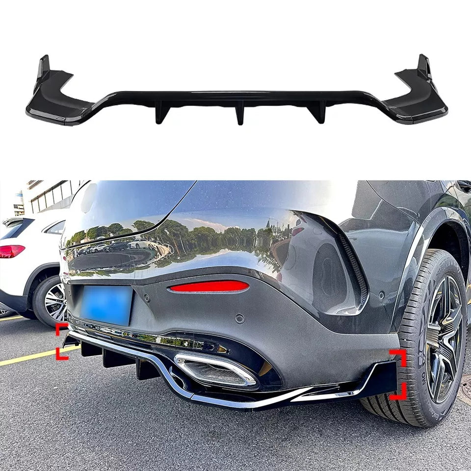 REAR BUMPER DIFFUSER FOR MERCEDES BENZ GLC COUPE C254 AMG LINE GLOSS BLACK 2023+