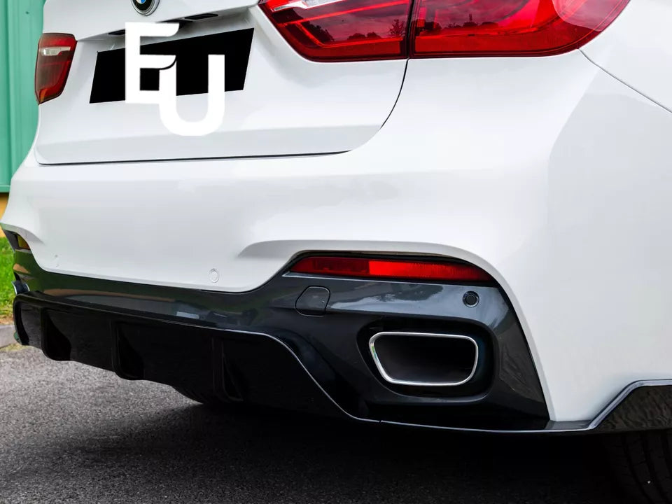 FOR BMW X6 F16 TRANSFORM AERO KIT REAR DIFFUSER LIP SPLITTER VALANCE GLOSS BLACK