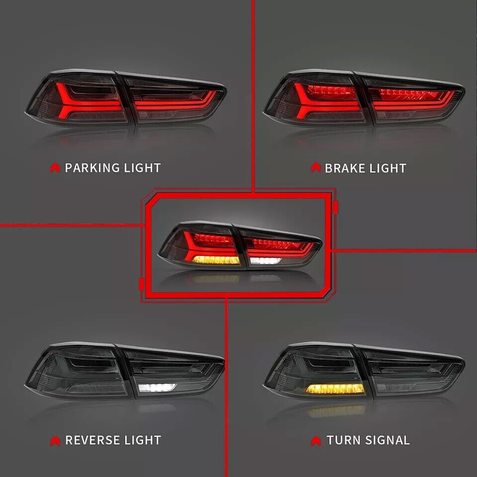 Smoked LED Rear Tail Light Lamp Assembly for Mitsubishi Lancer / EVO X 2008–2017