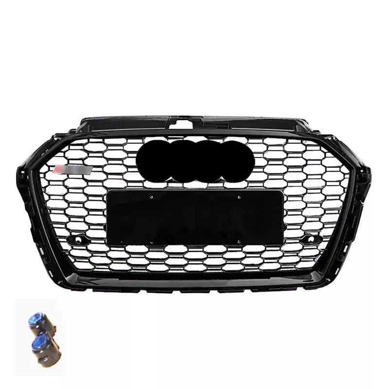 RS3 STYLE HONEYCOMB MESH FRONT GRILLE FOR AUDI A3/S3 8V FACELIFT GLOSS 2016-2019