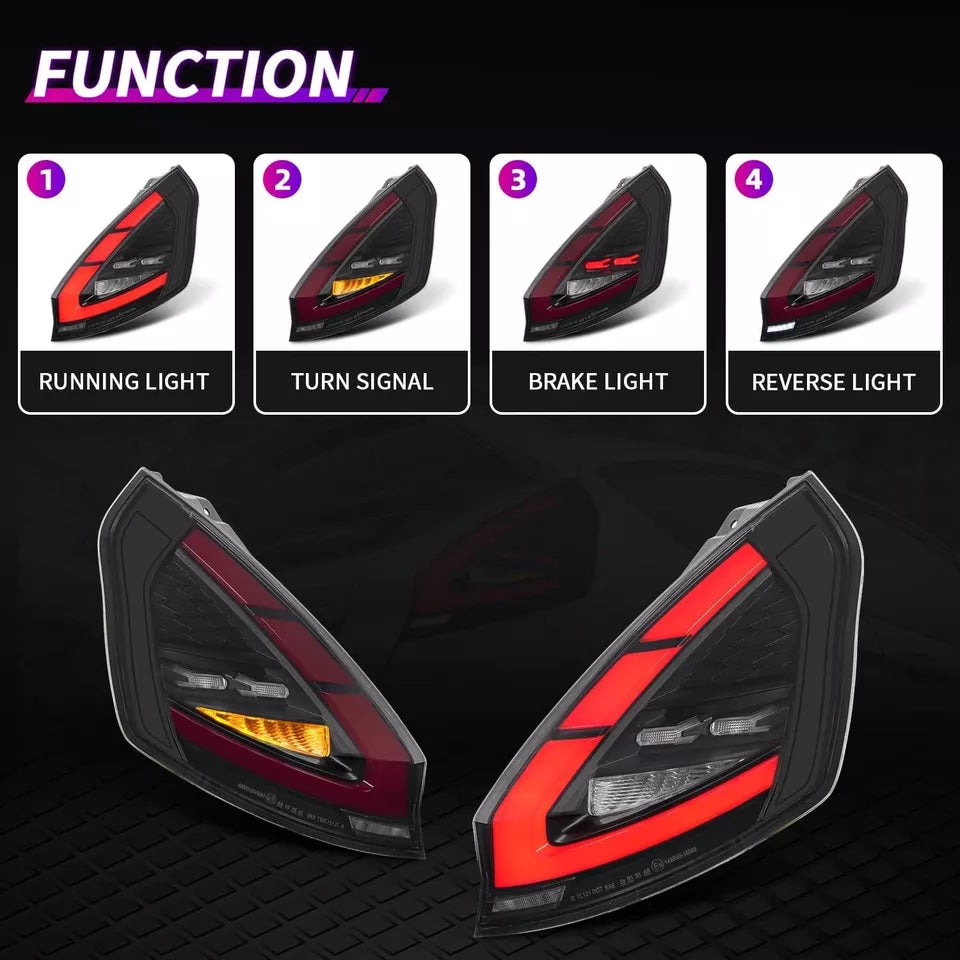 PAIR SMOKED LED TAIL LIGHTS FOR FORD FIESTA HATCHBACK SE ST W/DYNAMIC 2008-2019
