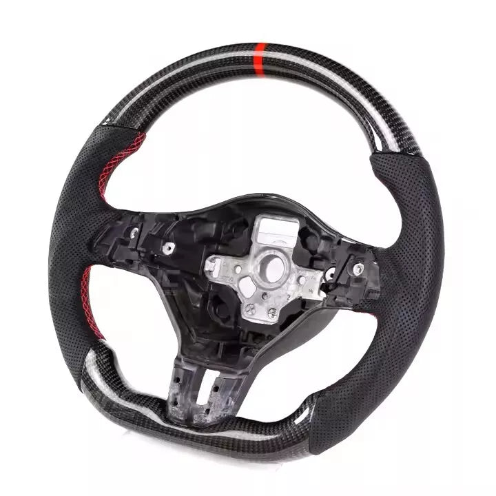 FOR VW GOLF VI MK6 GTI GTD R SCIROCCO JETTA CARBON FIBER LEATHER STEERING WHEEL