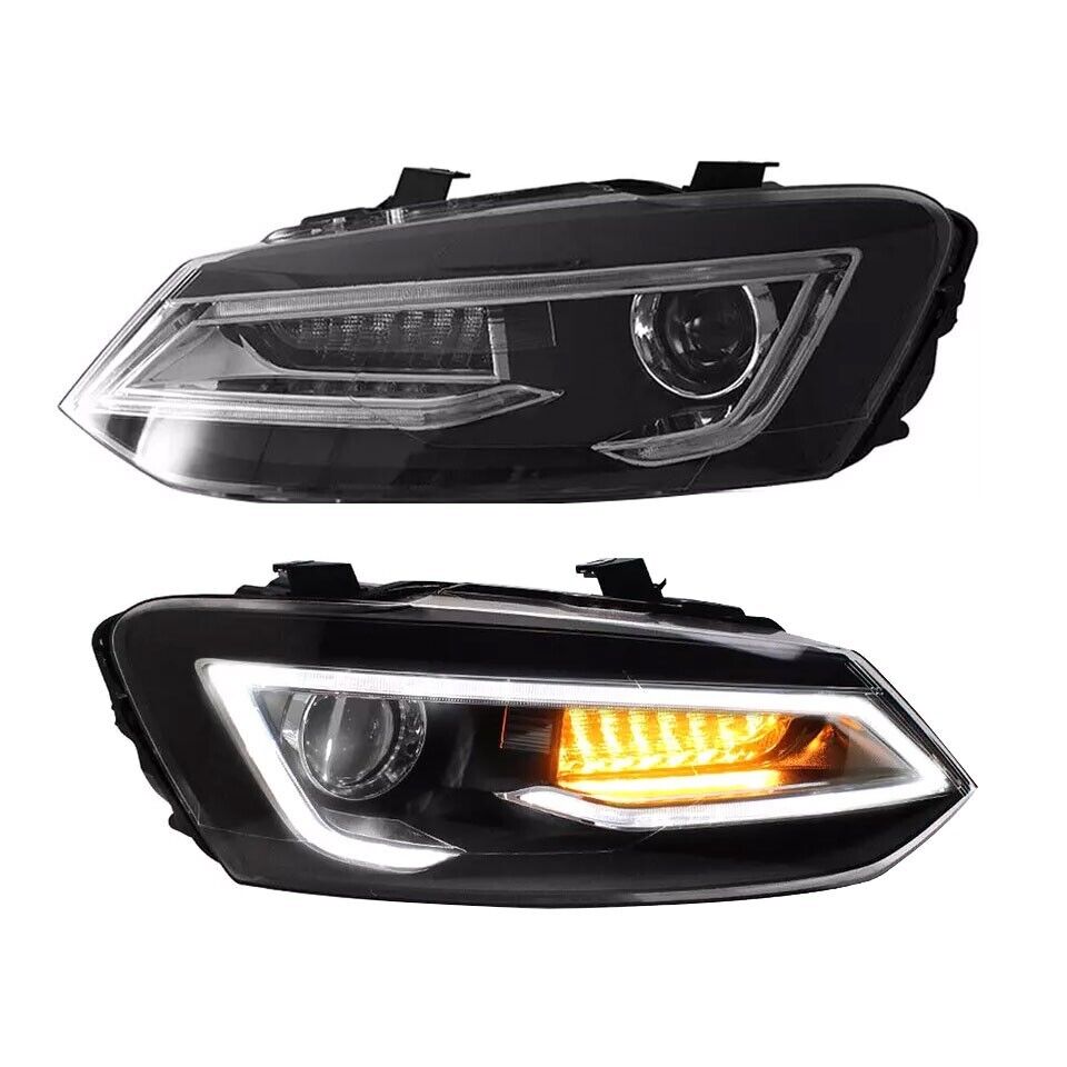 2X PAIR LED HEADLIGHTS LAMP FOR VW POLO MK5 SALOON HATCH W/SEQUENTIAL 2011-2017