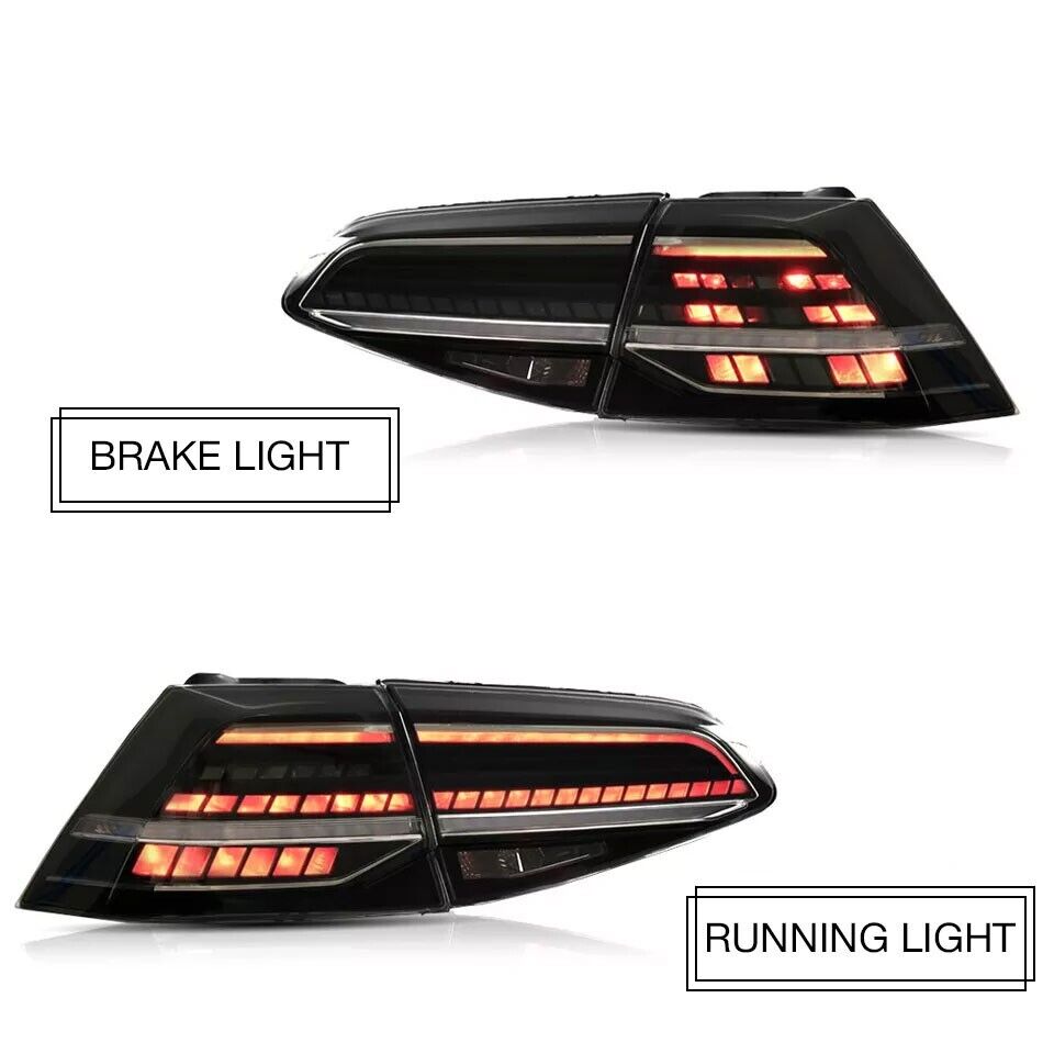 SMOKED REAR TAIL LIGHT LAMP FOR VW GOLF MK7 GTI MK7.5 SMOKED W/SEQUENTIAL 13-20