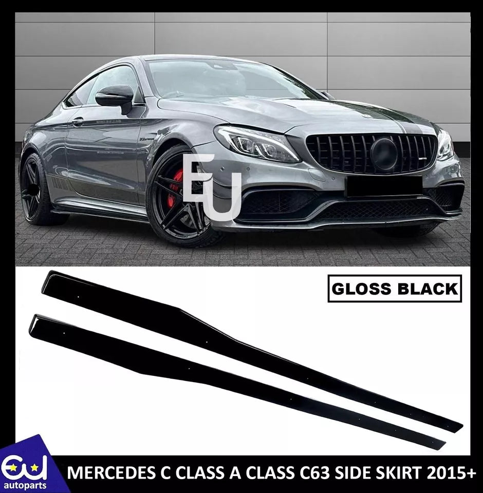 FOR MERCEDES C CLASS W205 C205 A205 W204 C204 SIDE SKIRT EXTENTION GLOSS 2015+
