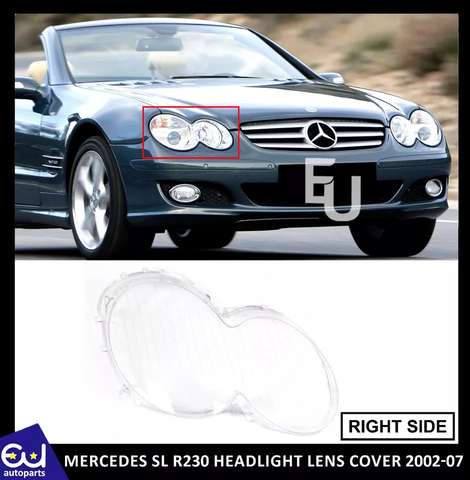 FOR MERCEDES SL R230 RIGHT DRIVER SIDE HEADLIGHT LENS HEADLAMP COVER 2002-2007