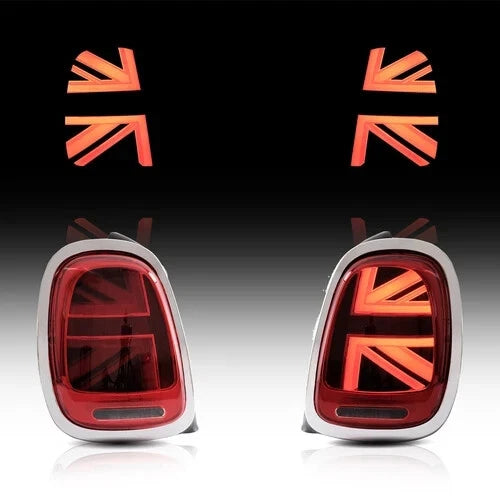 RED LED REAR LIGHTS FOR MINI COOPER F55 F56 F57 UNION JACK W/SEQUENTIAL 14-23