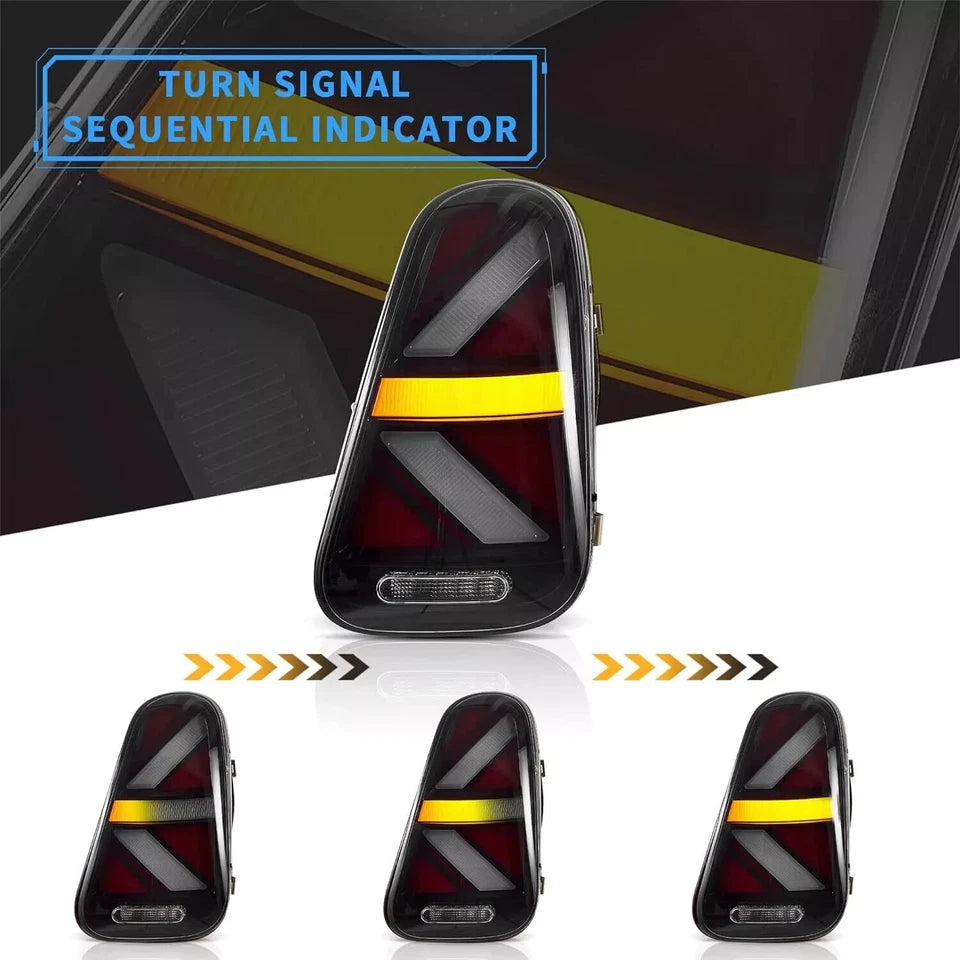 FOR MINI COOPER R50 R52 R53 CLEAR LED REAR LIGHTS BLACK HOUSING TAILLAMP 2001-06