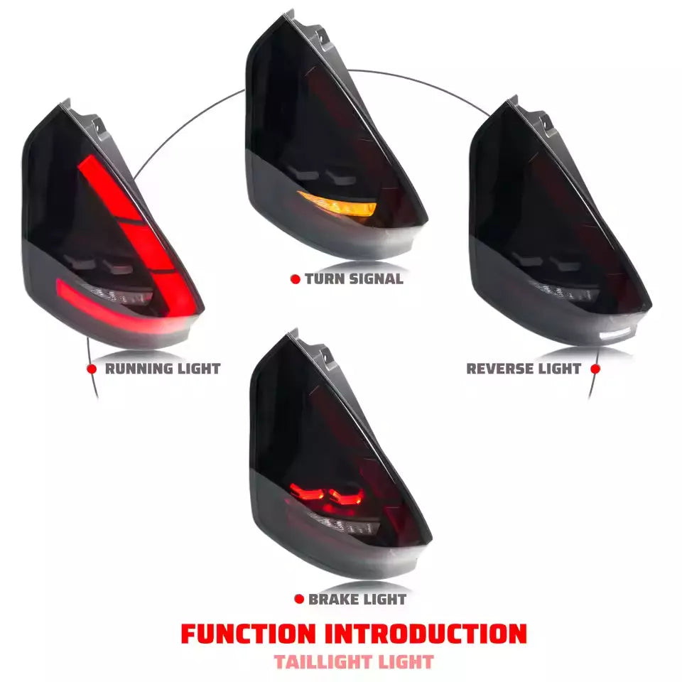 PAIR SMOKED LED TAIL LIGHTS FOR FORD FIESTA HATCHBACK SE ST W/DYNAMIC 2008-2019