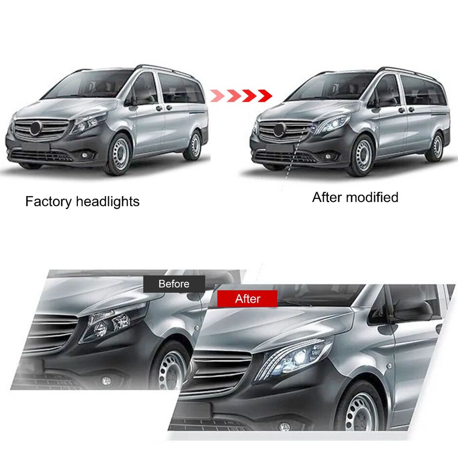 PAIR LED HEADLIGHT LAMP FOR MERCEDES BENZ VITO W447 W/ANIMATION 2016-2023