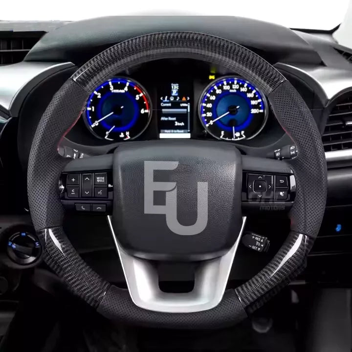 FOR TOYOTA REVO HILUX 4X4 2015 ONWARD REAL CARBON FIBER LEATHER STEERING WHEEL
