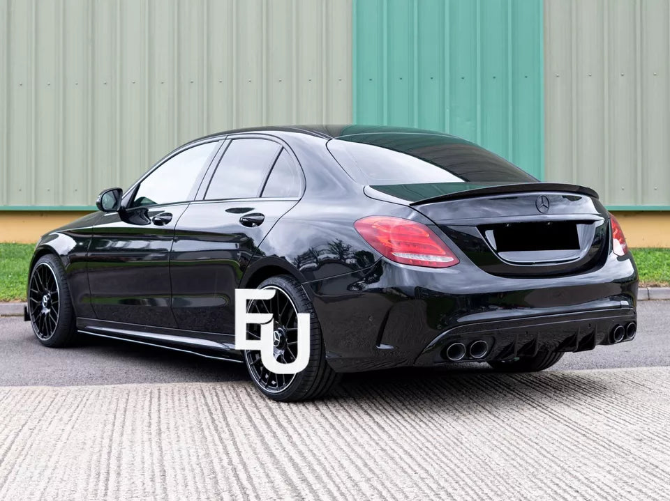 REAR TRUNK BOOT SPOILER LIP FOR MERCEDES BENZ W205 C CLASS ABS GLOSS BLACK