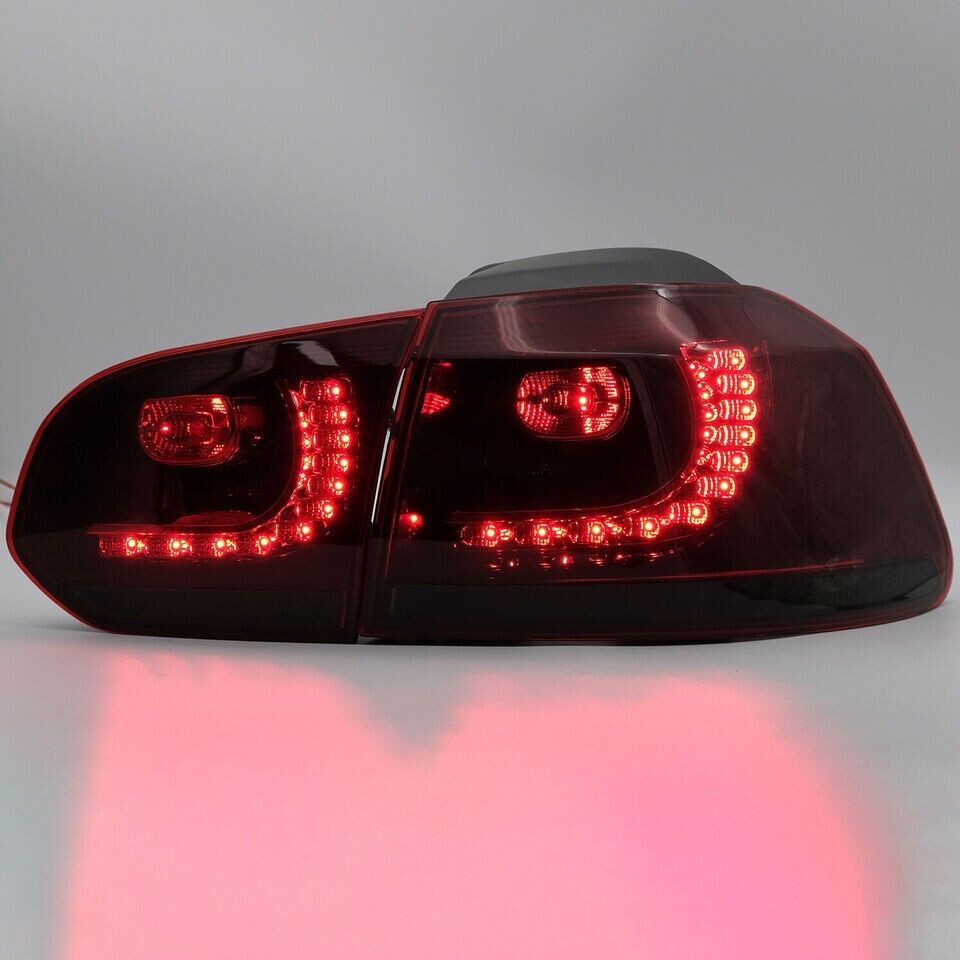 PAIR RIGHT LEFT LED TAIL LIGHTS LAMP FOR VW GOLF MK6 GTI R 08-13 RED SMOKED REAR