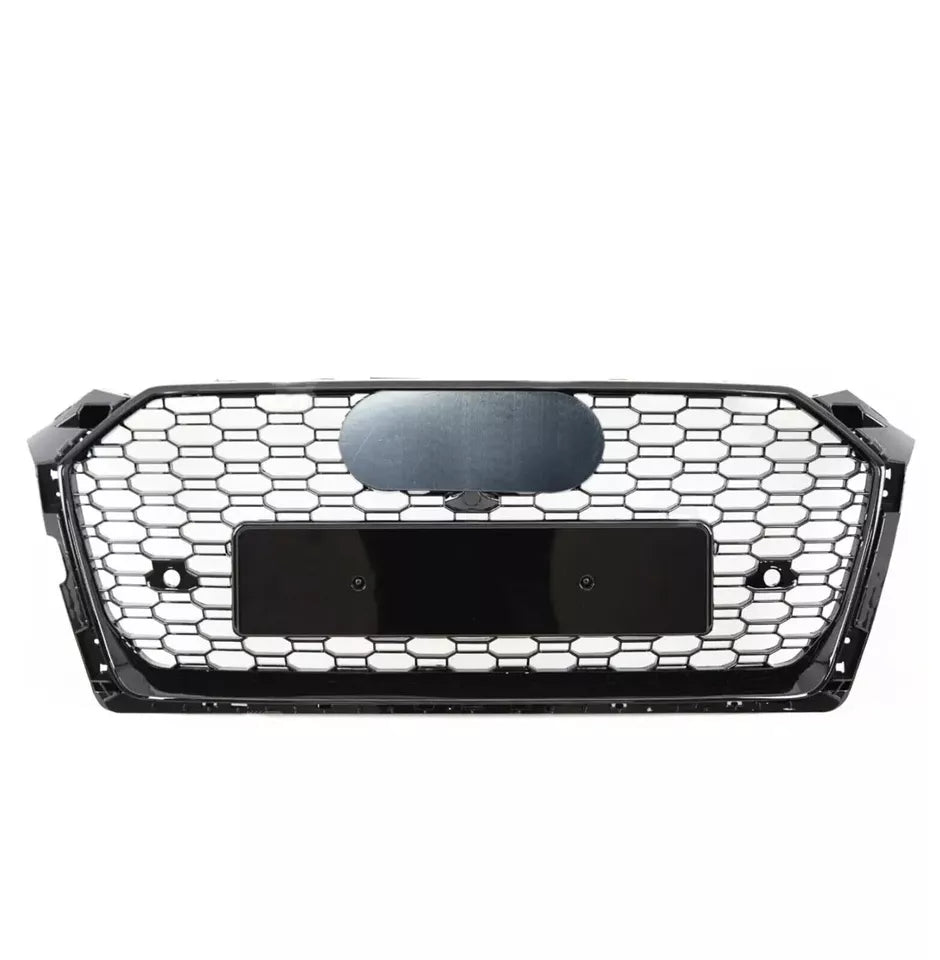 GLOSS BLACK HONEYCOMB RADIATOR BUMPER GRILLE  FOR AUDI A5 S5 F5 RS STYLE 2016-20