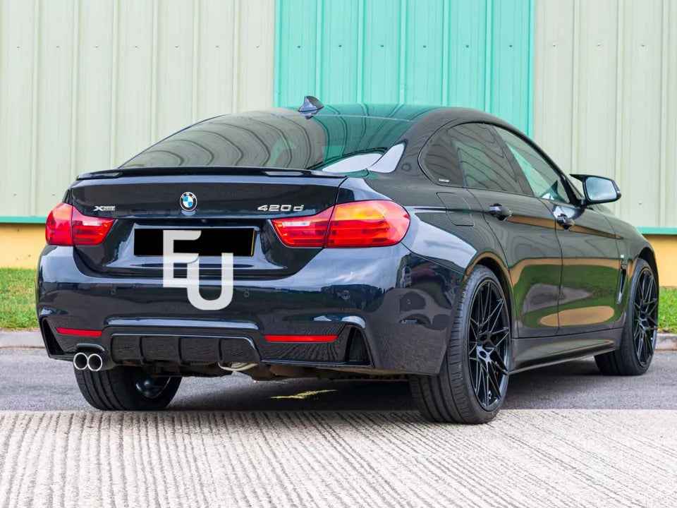 FOR BMW 4 SERIES F36 4D GRAN COUPE REAR TRUNK BOOT SPOILER LIP GLOSS BLACK FIT
