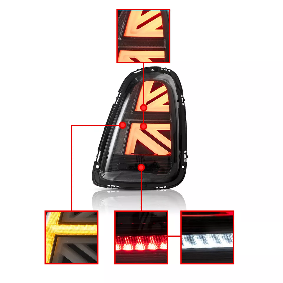 SMOKED FULL LED REAR LIGHTS FOR MINI COOPER R56 R57 R58 2007–2013 BRAKE LIGHTS