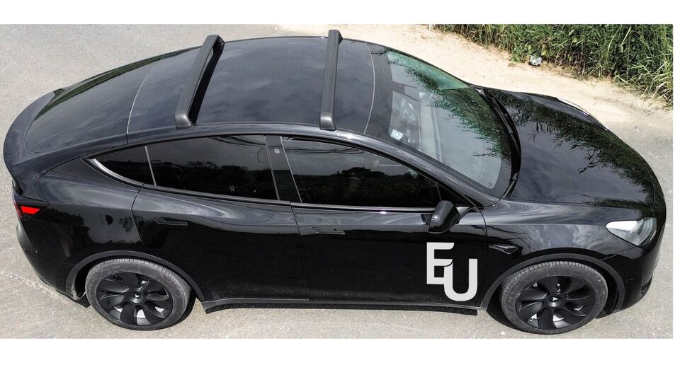 FOR TESLA MODEL Y ALUMINUM BLACK LUGGAGE ROOF CROSS RAILS BARS RACK 100% OEM FIT
