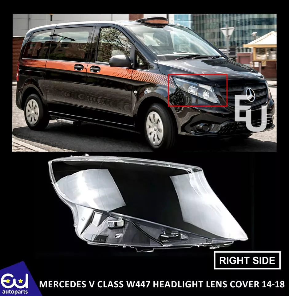 RIGHT SIDE HEADLIGHT LAMP GLASS LENS COVER FOR MERCEDES V CLASS W447 2014-2018