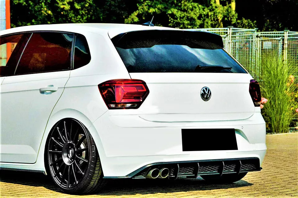 FOR VW POLO MK6 AW GTI R LINE REAR BLADE FIN DIFFUSER SPOILER GLOSS BLACK 2018+