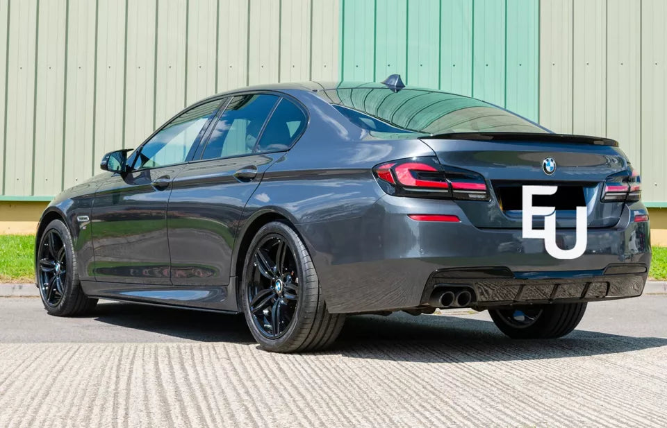 FOR BMW 5 SERIES F10 F11 M SPORT REAR DIFFUSER SPLITTER TWIN GLOSS BLACK