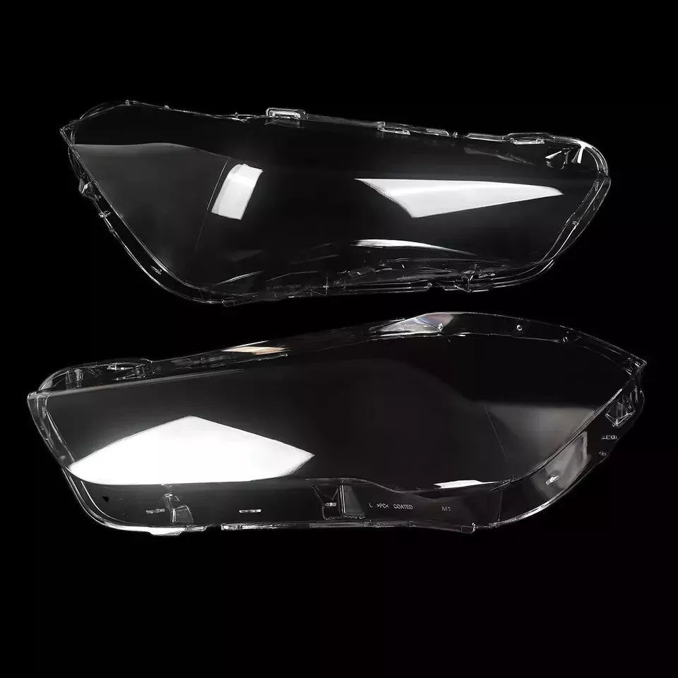 PAIR L+R SIDE FRONT HEADLIGHT LENS COVERS REPLACEMENT FOR BMW X1 F48 2016-2018