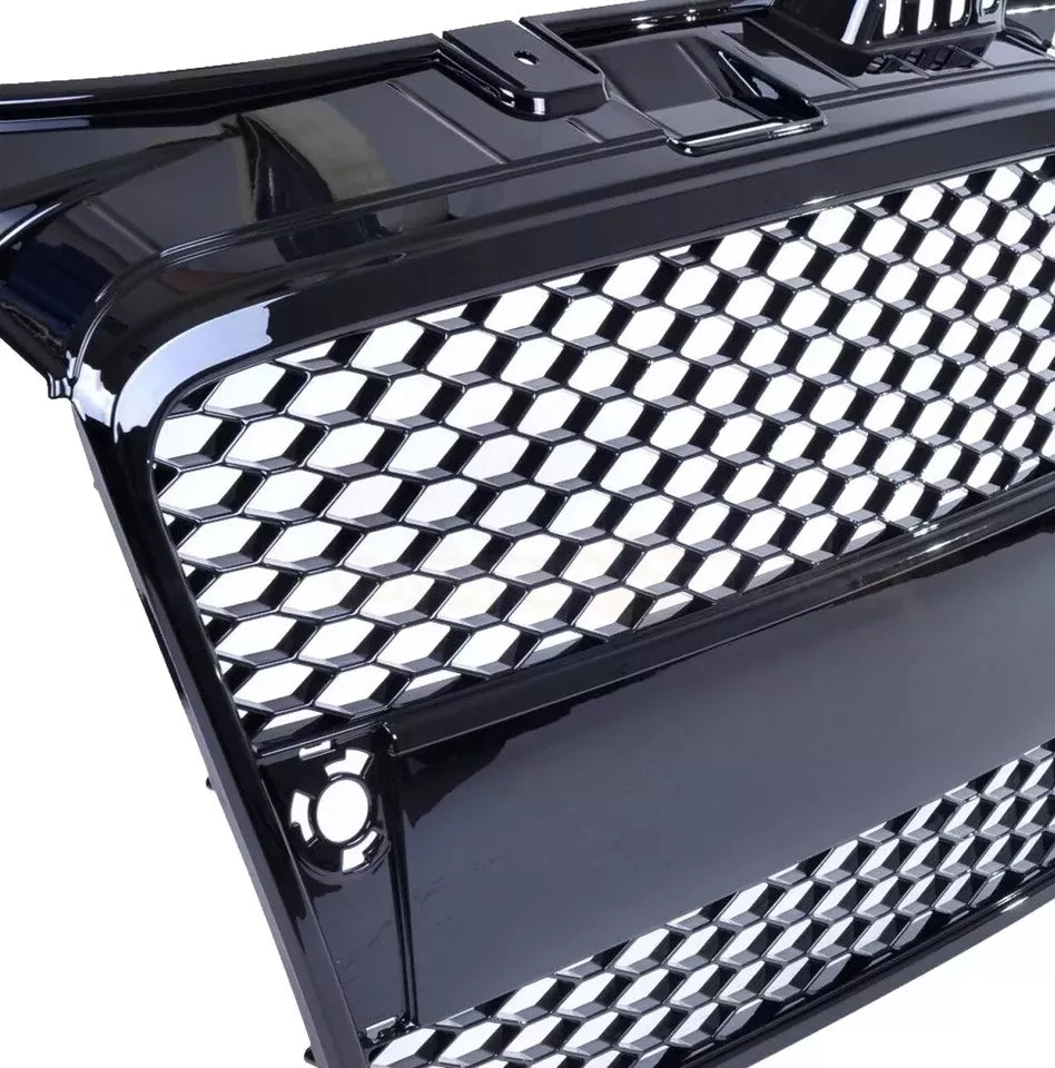 FOR AUDI A4 B7 04-07 RS RS4 STYLE GLOSS BLACK HONEYCOMB RADIATOR BUMPER GRILLE