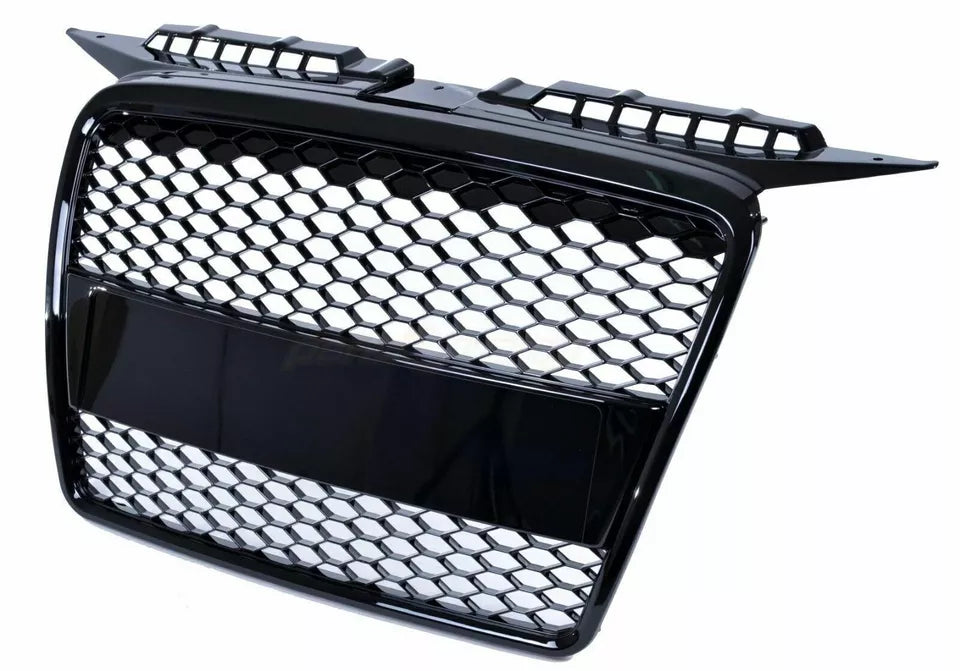 FOR AUDI A3 8P 8PA 04-07 RS STYLE GLOSS BLACK HONEYCOMB RADIATOR BUMPER GRILLE