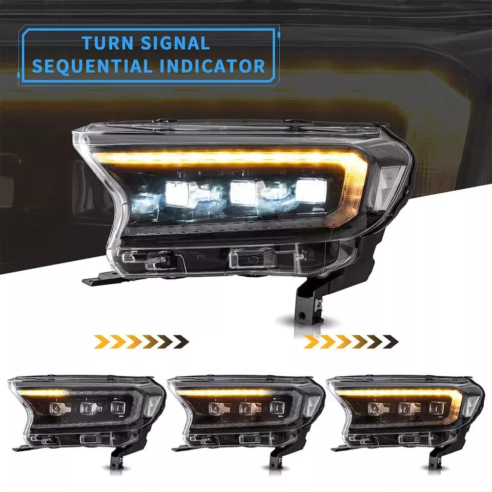 PAIR LED DRL PROJECTOR HEAD LIGHT LAMP FOR FORD RANGER T6 RAPTOR WILDTRAK 2015+