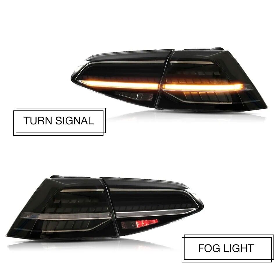 SMOKED REAR TAIL LIGHT LAMP FOR VW GOLF MK7 GTI MK7.5 SMOKED W/SEQUENTIAL 13-20