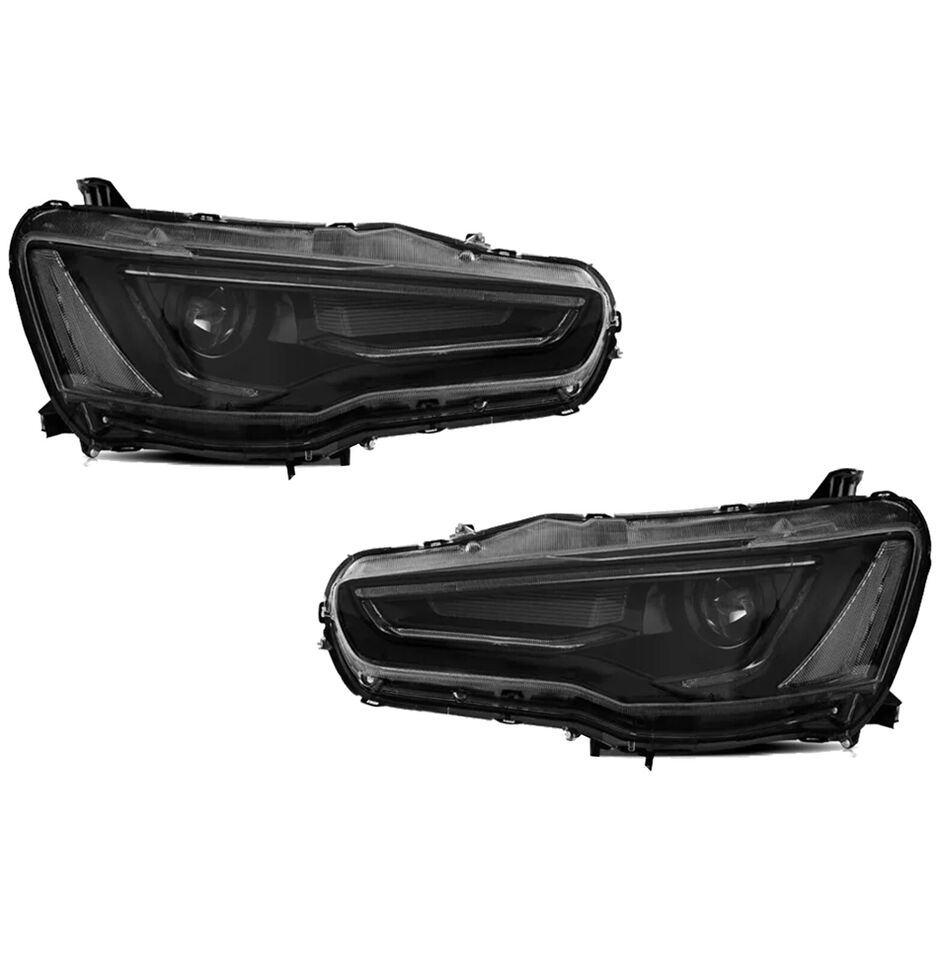 LED HEAD LIGHT LAMP FOR MITSUBISHI LANCER EVO X FULL BLACK LEFT+RIGHT 2008-2020