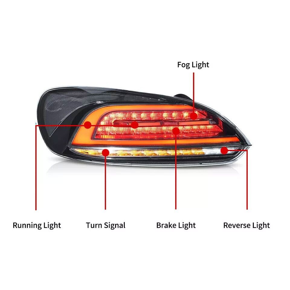 PAIR SEQUENTIAL SMOKED LED REAR TAIL LIGHTS LIGHT LAMP FOR VW SCIROCCO MK3 2009+