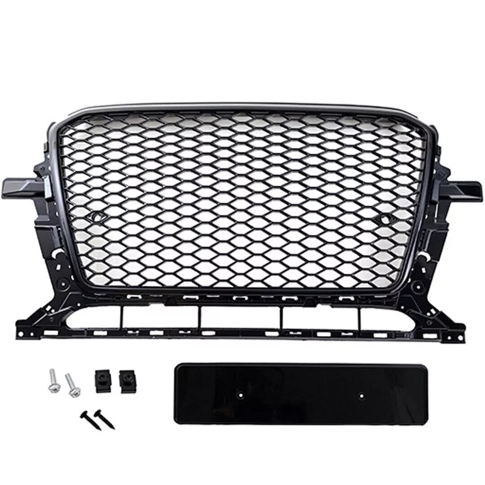 FOR AUDI Q5 8R 2012-2016 RS STYLE GLOSS BLACK HONEYCOMB RADIATOR BUMPER GRILLE