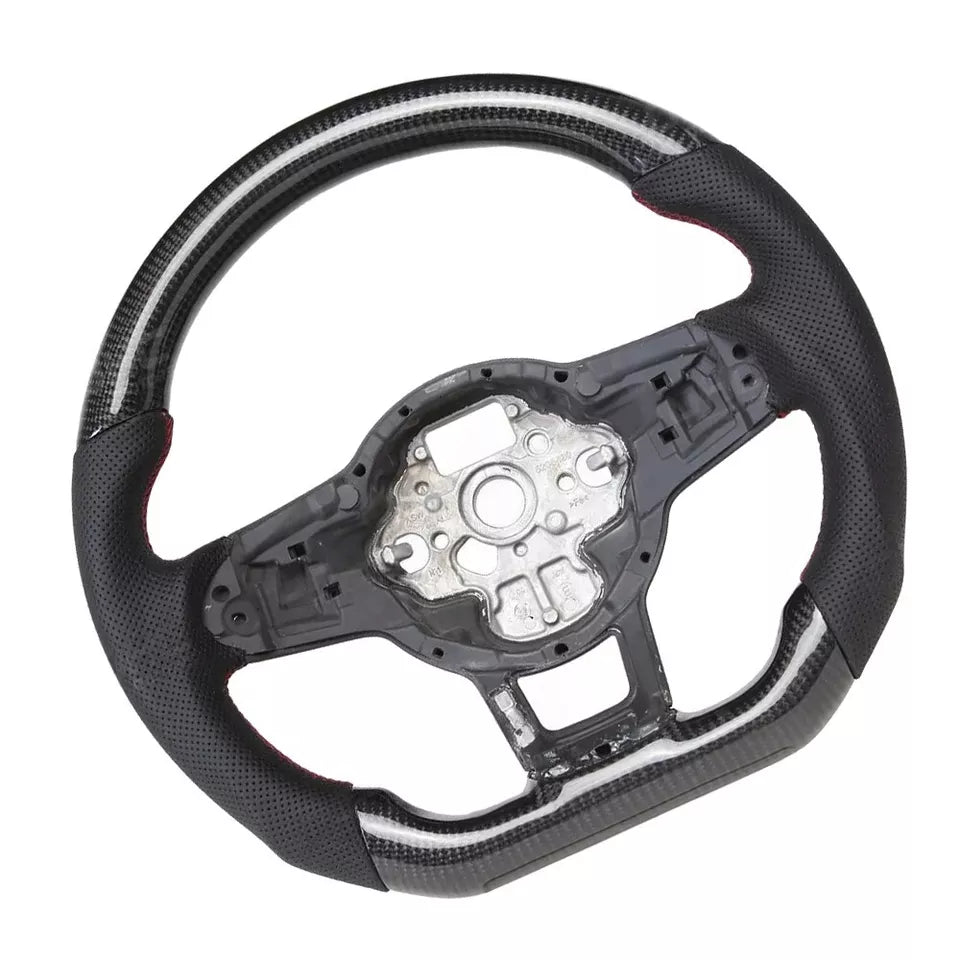 FOR VW GOLF MK7 MK8 GTI GTD R SCIROCCO 2014+ CARBON FIBER LEATHER STEERING WHEEL