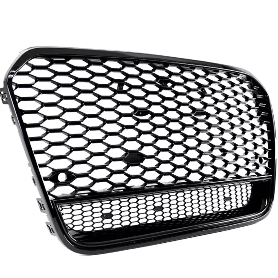 FOR AUDI A6 C7 4G RS6 STYLE GLOSS BLACK HONEYCOMB BUMPER GRILLE GRILL 2011-2015