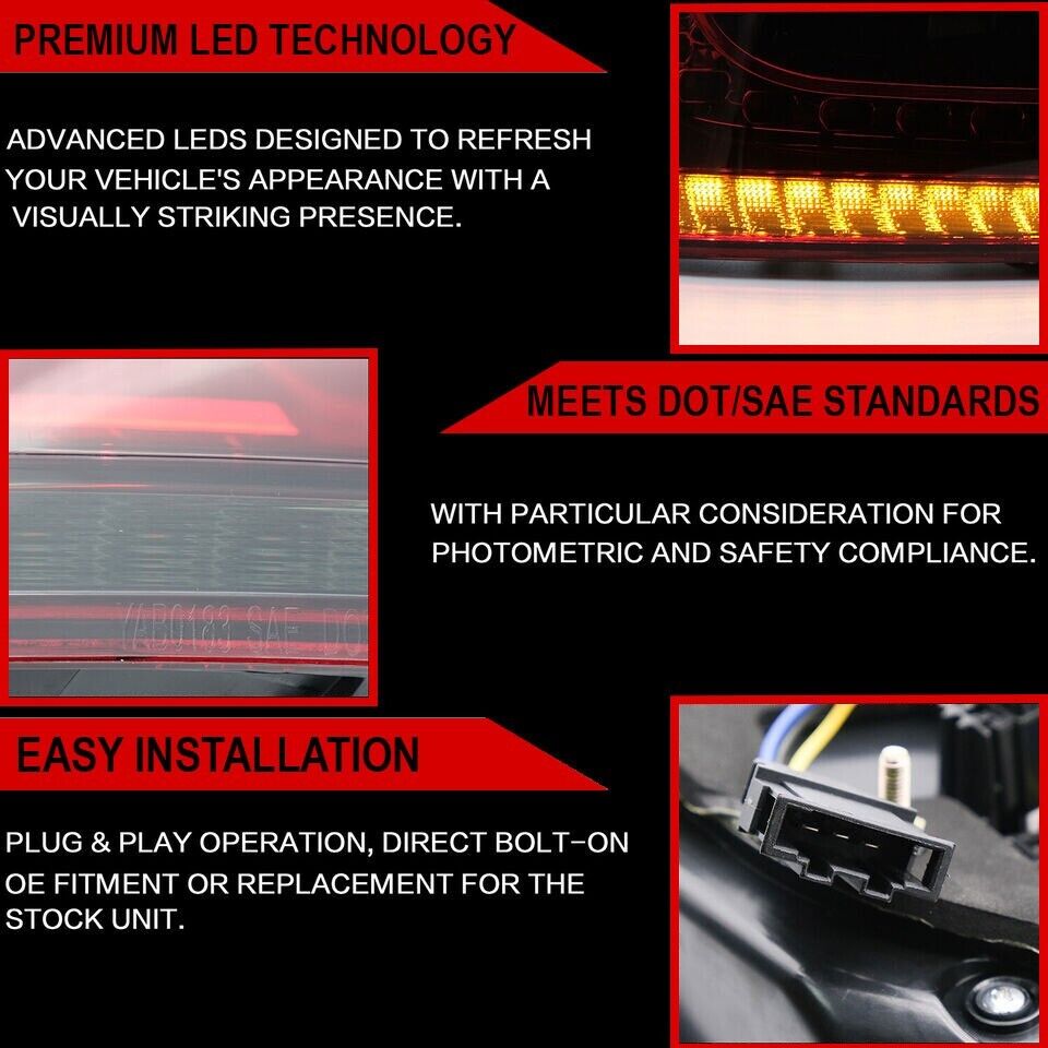 PAIR RIGHT LEFT LED TAIL LIGHTS LAMP FOR VW GOLF MK6 GTI R 08-13 RED SMOKED REAR