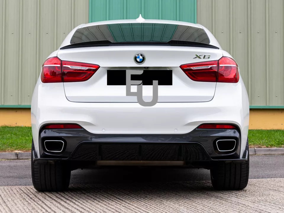 FOR BMW X6 F16 TRANSFORM AERO KIT REAR DIFFUSER LIP SPLITTER VALANCE GLOSS BLACK