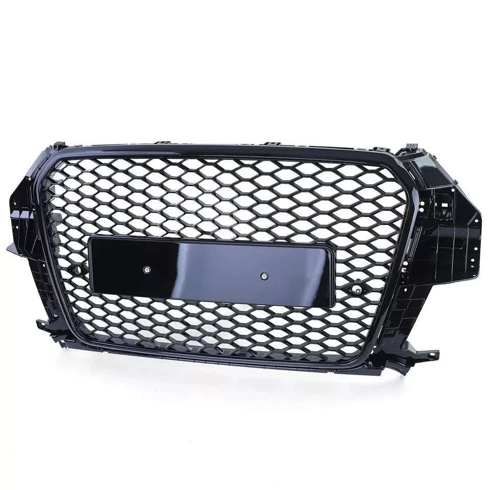 FOR AUDI Q3 8U 2011-2015 RS STYLE GRILLE GLOSS BLACK HONEYCOMB RADIATOR BUMPER
