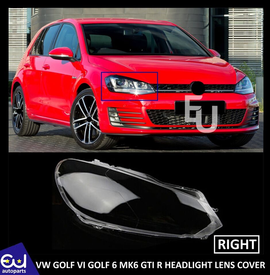 RIGHT HEADLIGHT LENS COVER FOR VOLKSWAGEN VW GOLF VI GOLF 6 MK6 GTI R 2010-2014