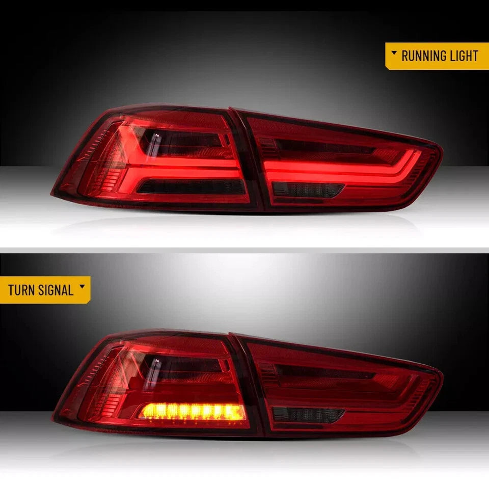PAIR RED LED TAIL LIGHTS LAMP FOR MITSUBISHI LANCER/EVO X 2008-2017 W/SEQUENTIAL