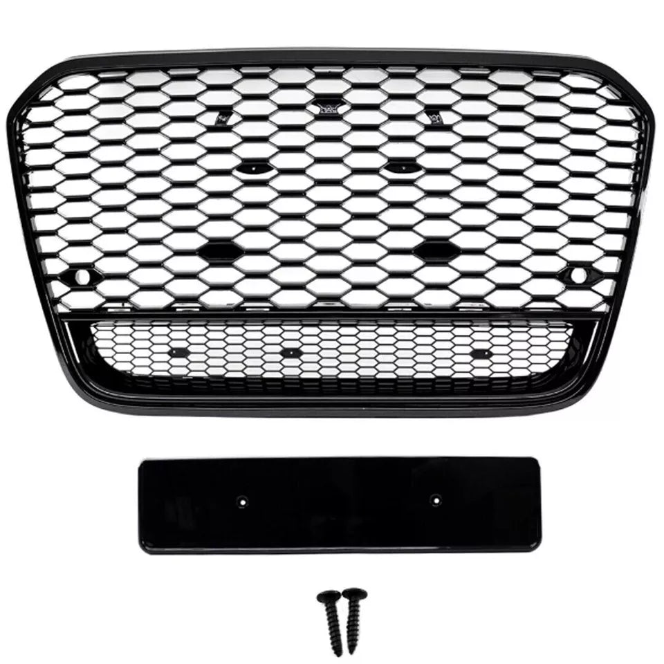 FOR AUDI A6 C7 4G RS6 STYLE GLOSS BLACK HONEYCOMB BUMPER GRILLE GRILL 2011-2015
