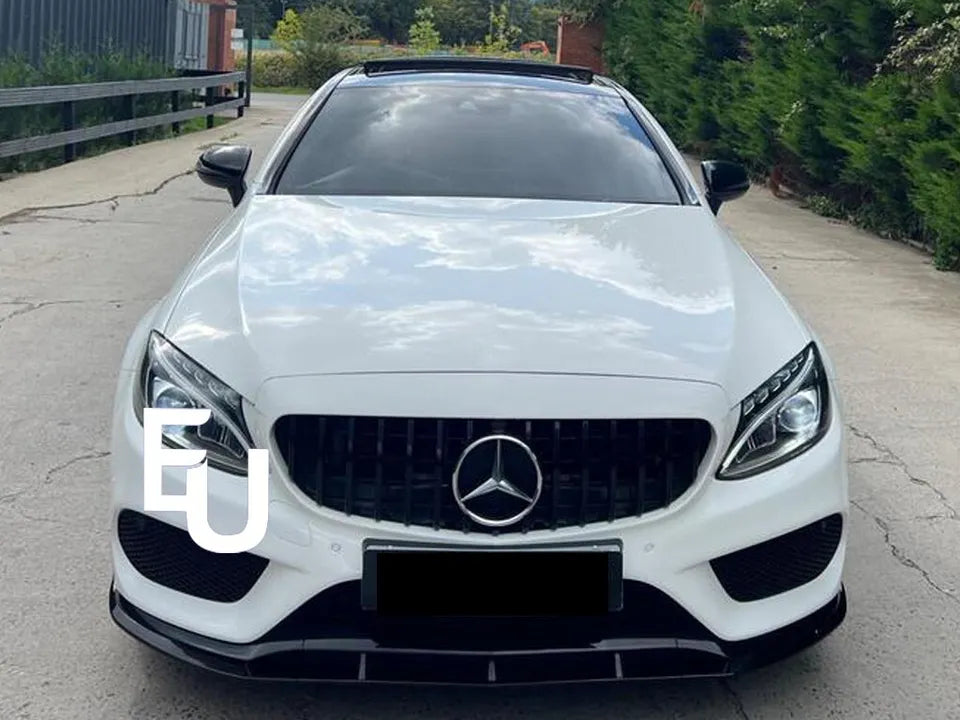 FRONT SPLITTER LIP SPOILER FOR MERCEDES C CLASS W205 C205 AMG GLOSS BLACK 2015+