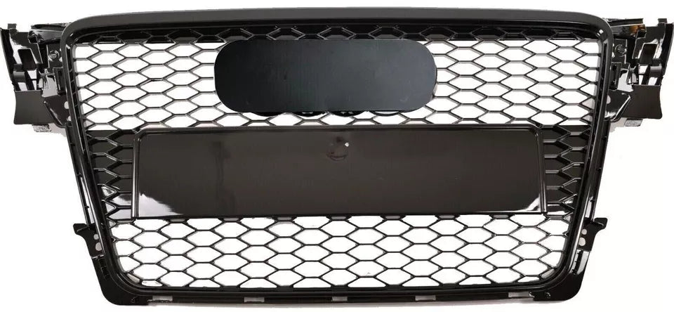 FOR AUDI A4 S4 B8 08-12 RS STYLE GLOSS BADGELE HONEYCOMB RADIATOR BUMPER GRILLE