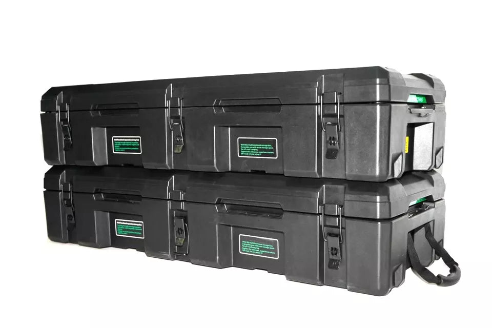 90 LITRE UNIVERSAL TOOL STORAGE CARGO BOX WITH BRAKETS ROOF RAILS RACK 127 CM