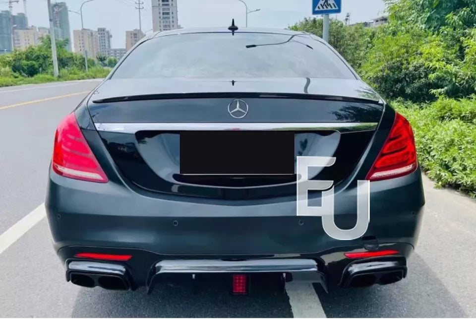 FOR MERCEDES S CLASS W222 S63 B STYLE AMG REAR DIFFUSER TAILPIPE 2017+ FACELIFT