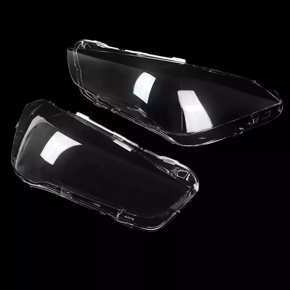 PAIR L+R SIDE FRONT HEADLIGHT LENS COVERS REPLACEMENT FOR BMW X1 F48 2016-2018